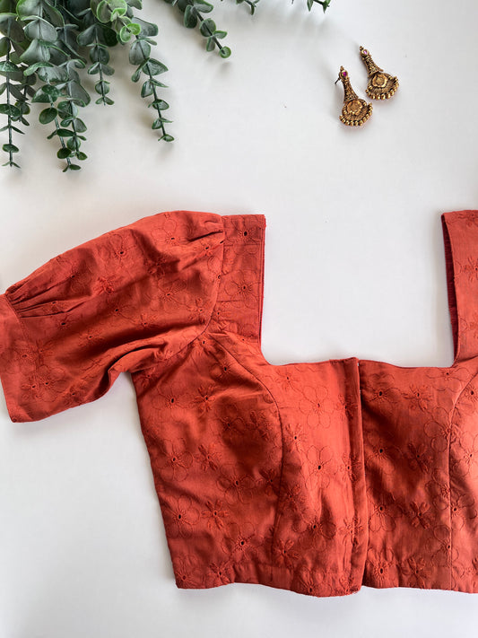 Rust Orange Hakoba Blouse