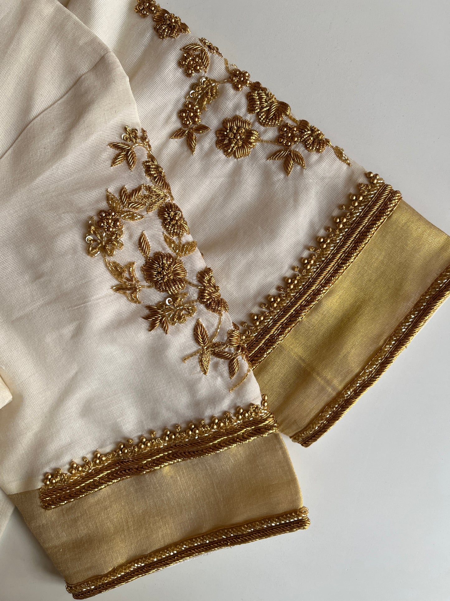 Off white Floral Handwork Blouse