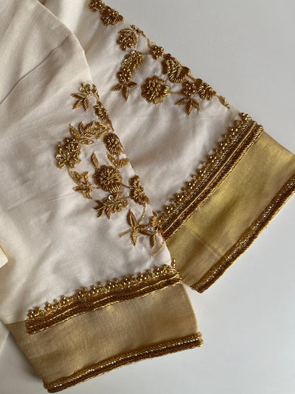 Off white Floral Handwork Blouse