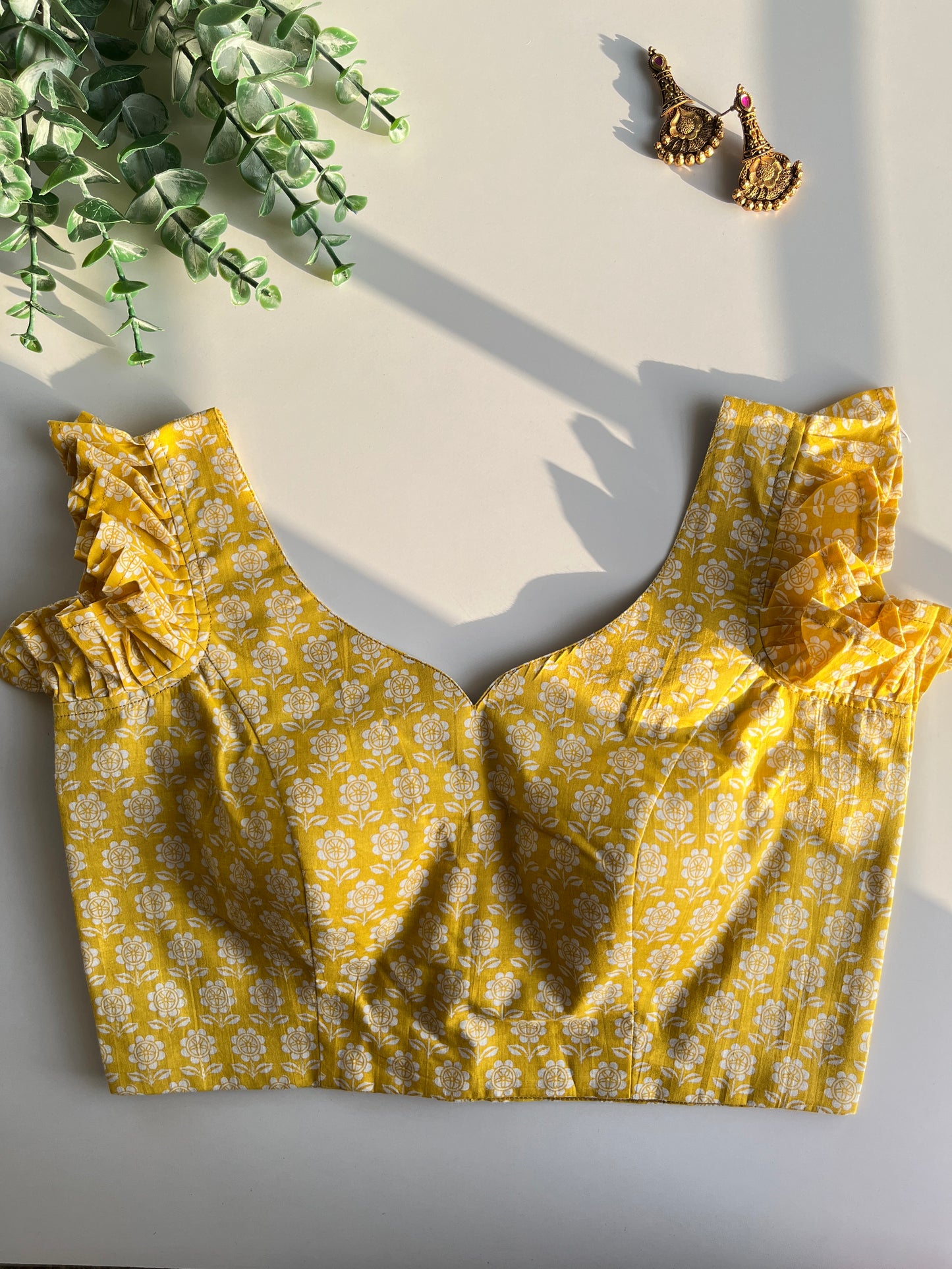 Yellow Floral Cotton Blouse