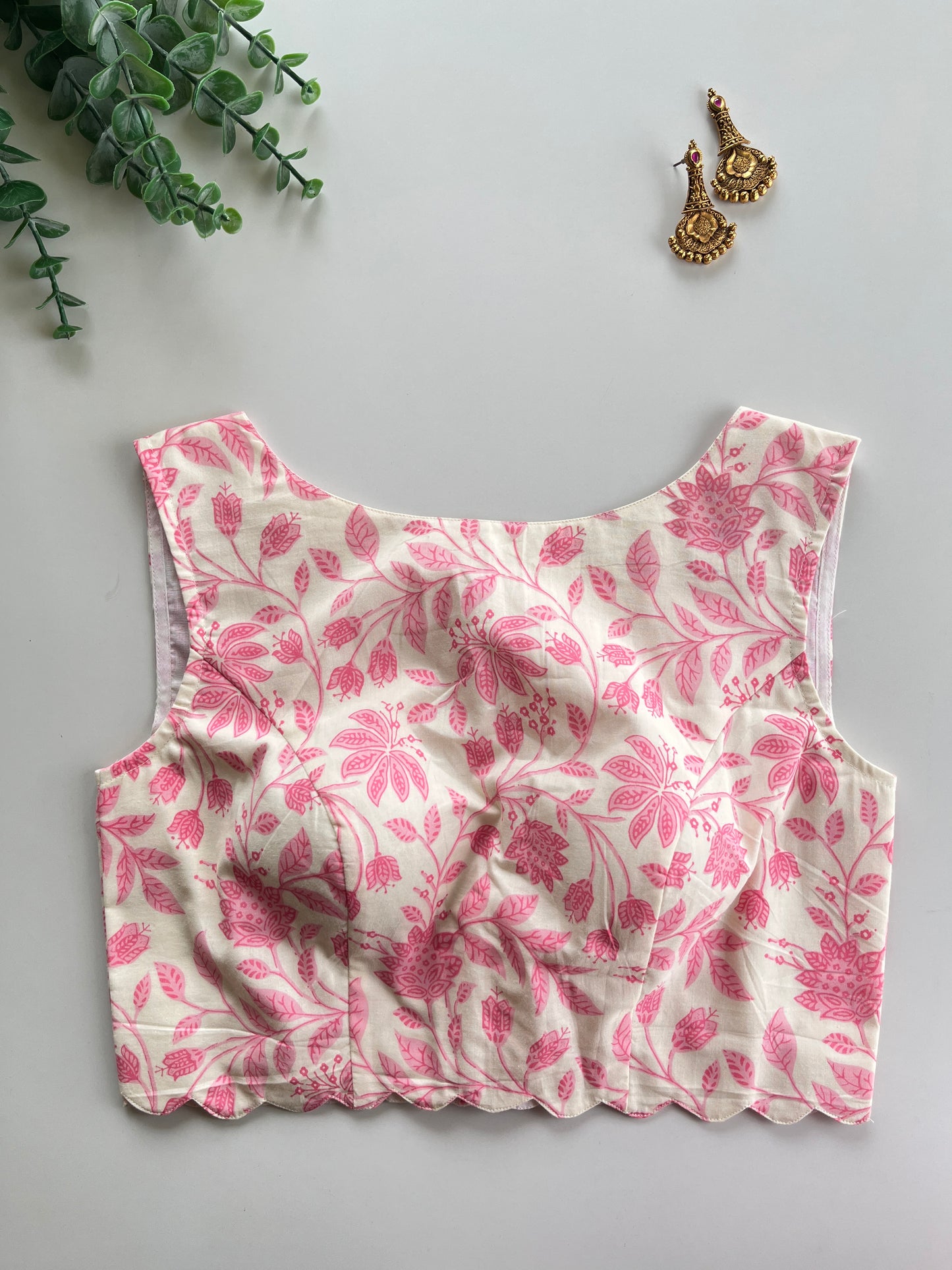 Pink Floral Cotton Blouse