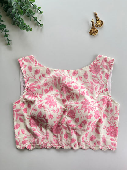 Pink Floral Cotton Blouse