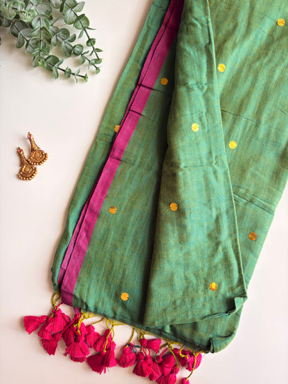 Green Mul Chumki Saree