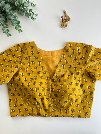 Yellow Lotus Ajrakh Blouse