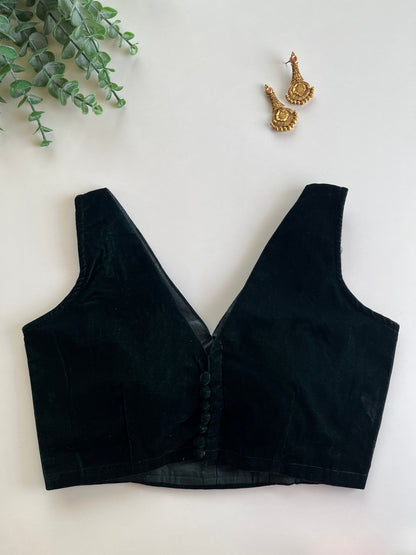 Dark Green Velvet Blouse