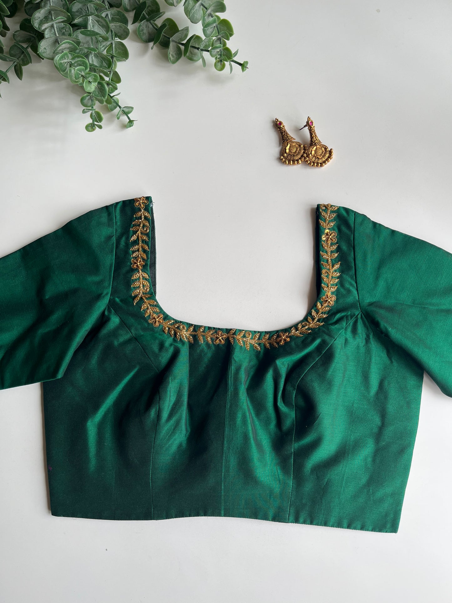 Green Minimal Handwork Blouse