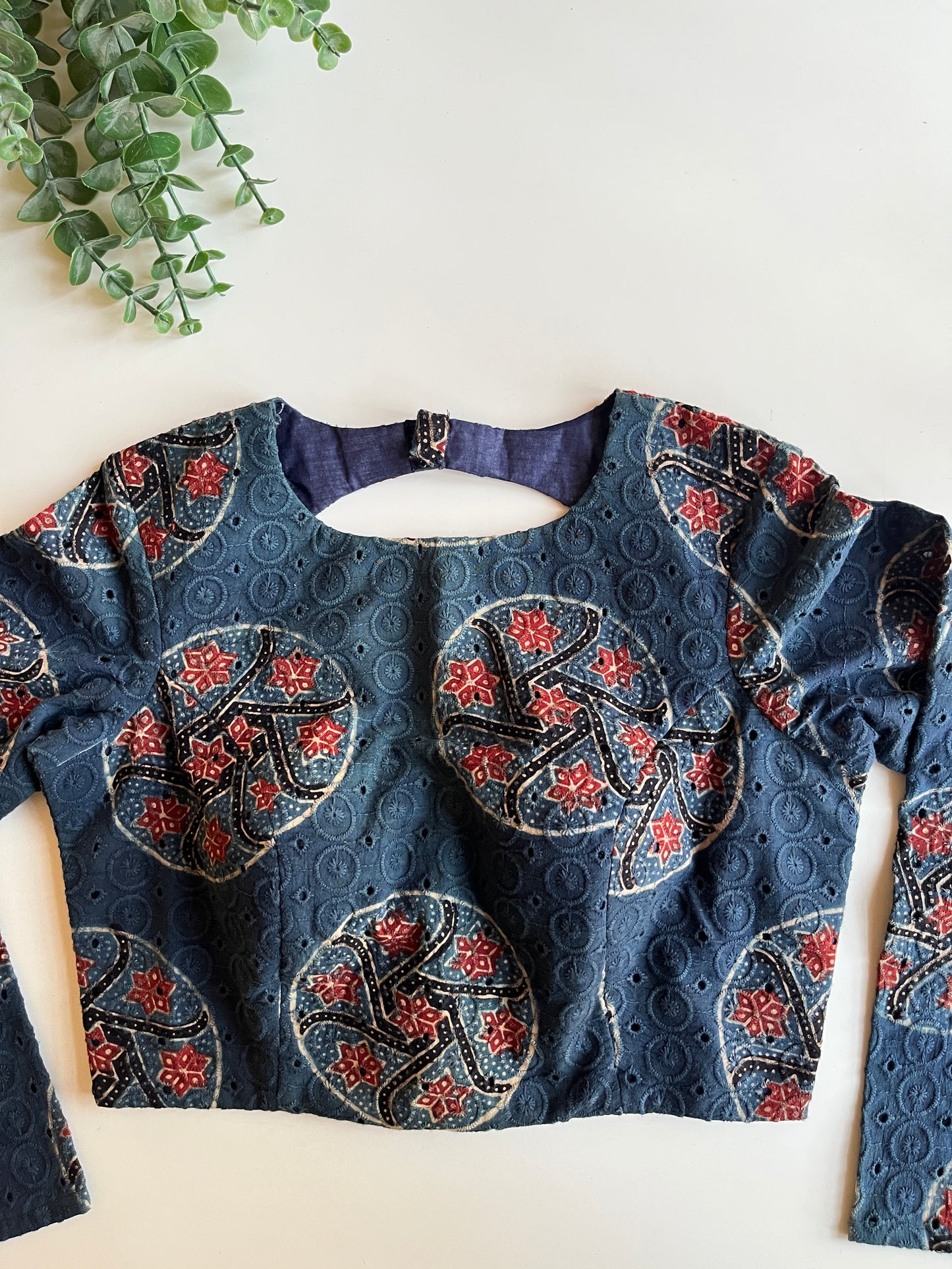 Navy Ajrakh Hakoba Blouse