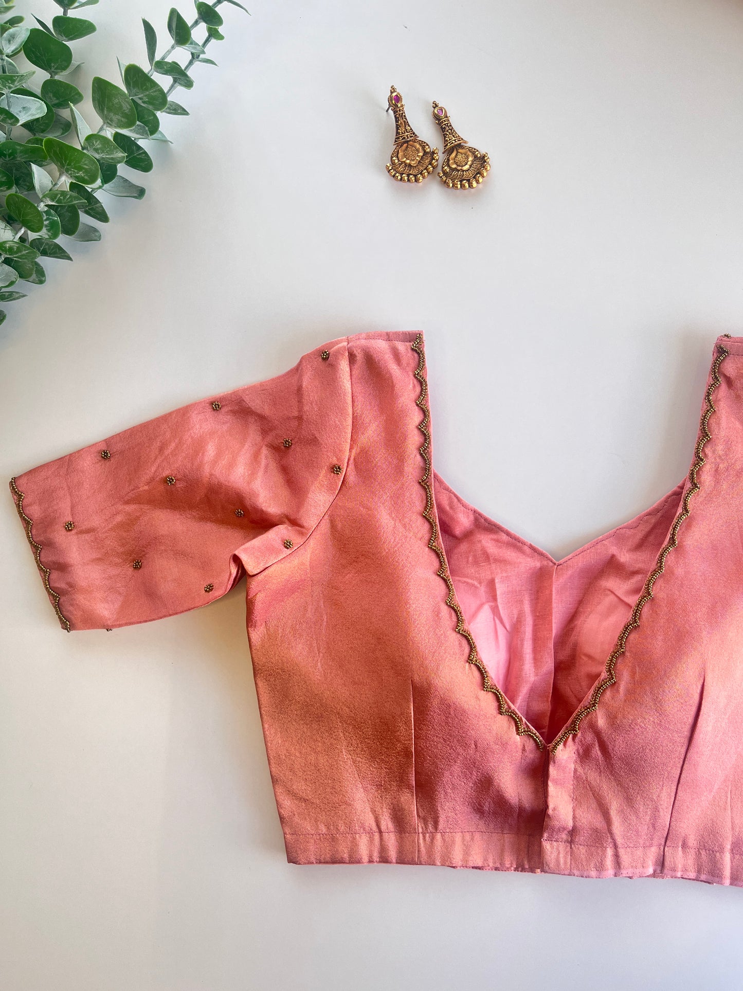 Tissue Blush pink Saree Blouse