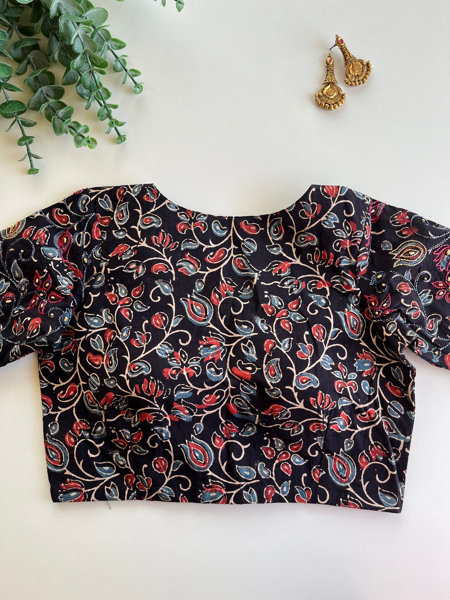 Black Ajrakh Handwork Blouse