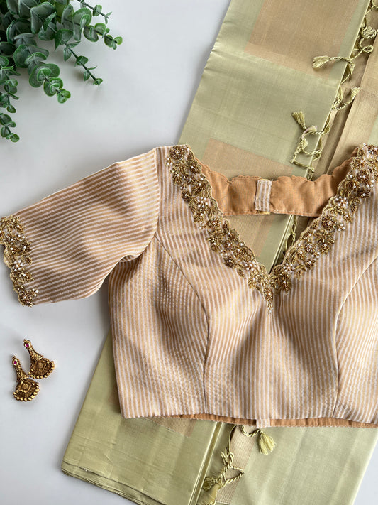Pure Soft Silk Saree & Golden Haze Blouse