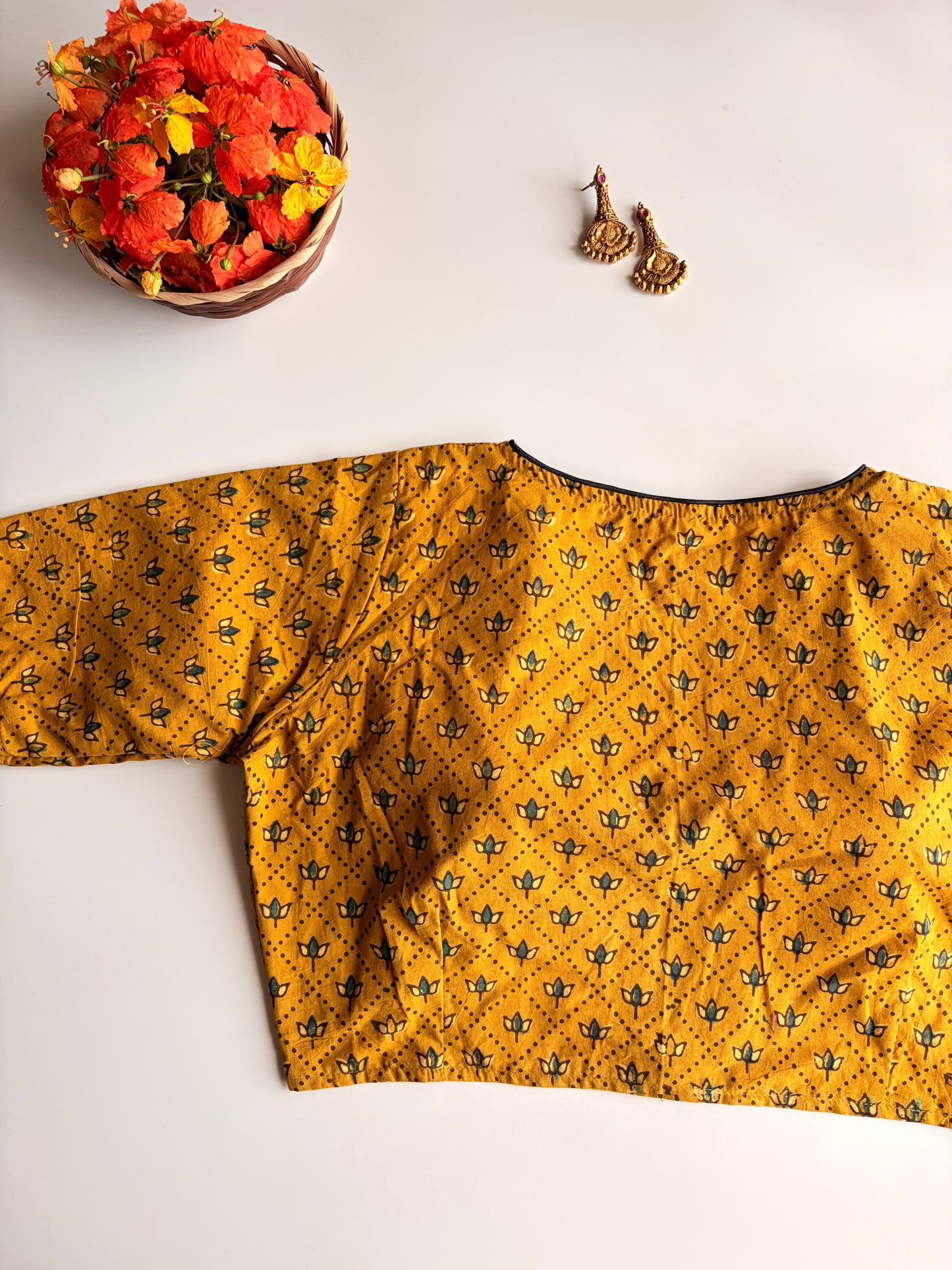 Yellow Ajrakh Blouse