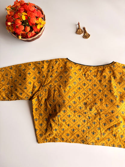 Yellow Ajrakh Blouse