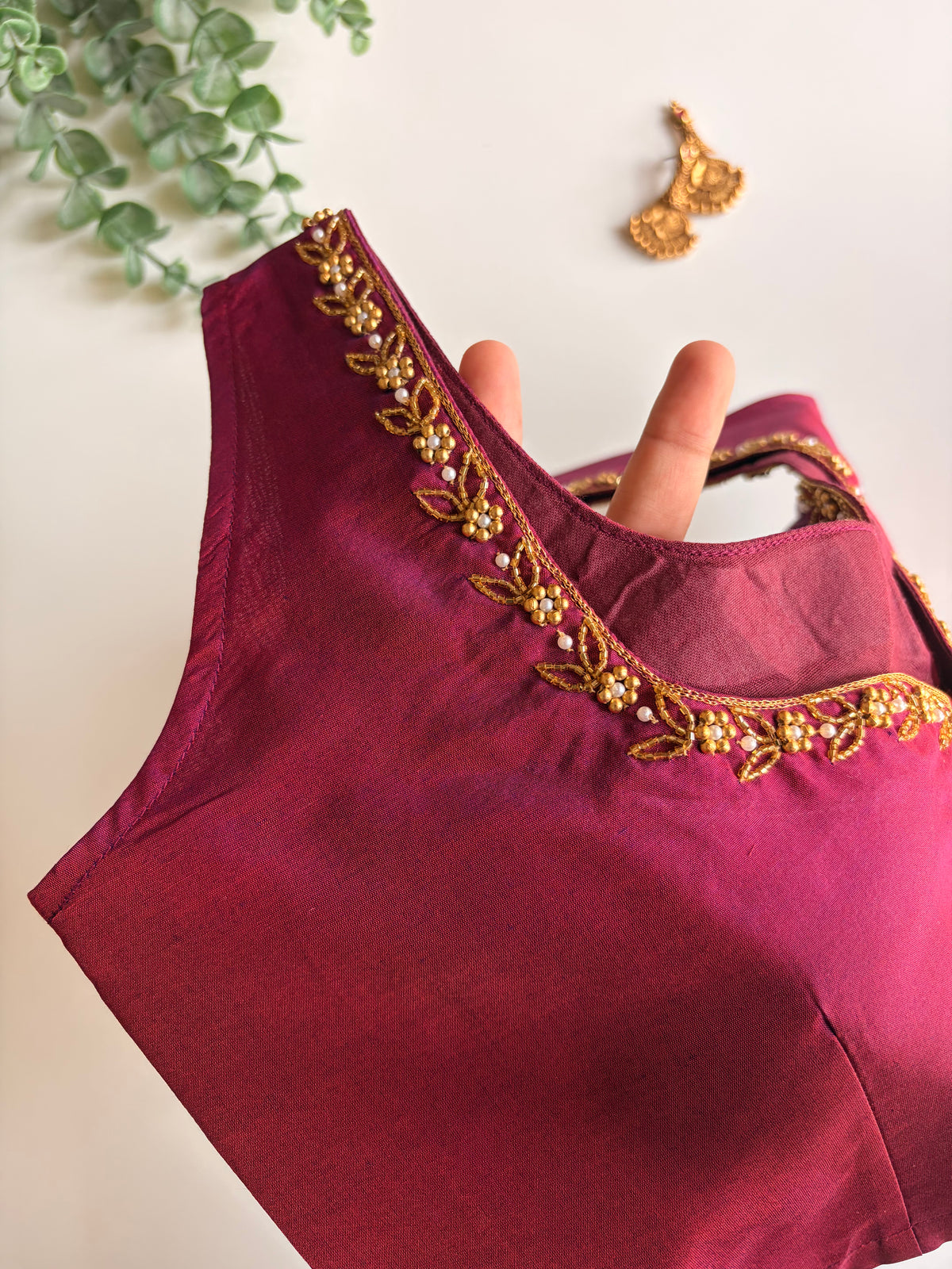 Purple Minimal Handwork Blouse