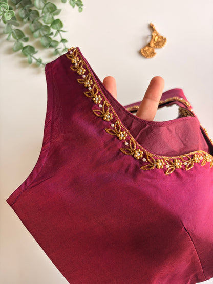 Purple Minimal Handwork Blouse