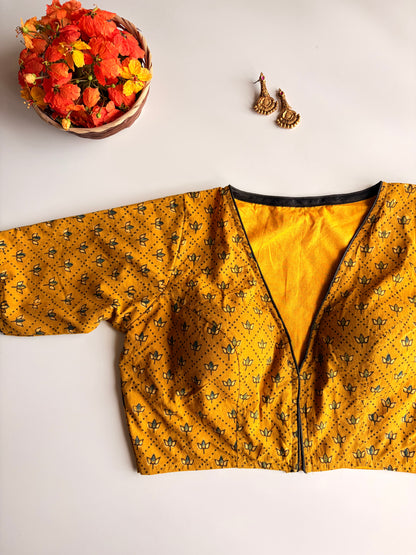 Yellow Ajrakh Blouse