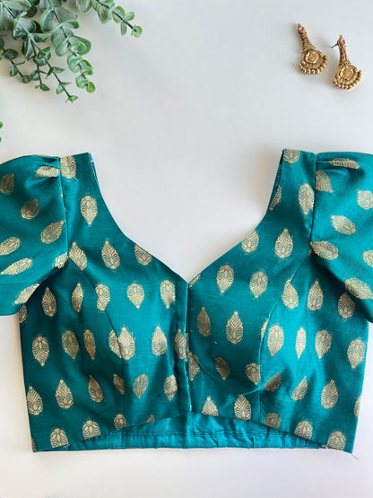 Peacock Blue Brocade Blouse