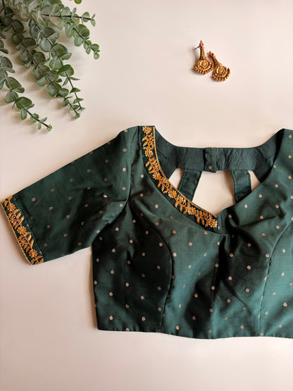 Green Polka Handworked Blouse