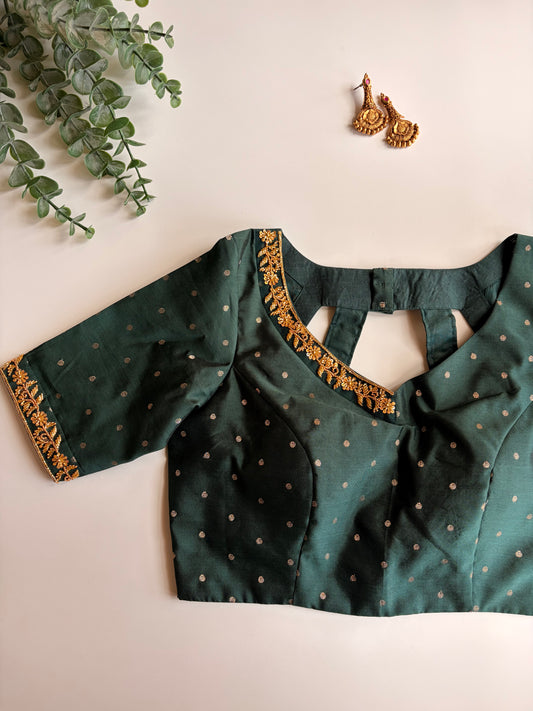 Green Polka Handworked Blouse