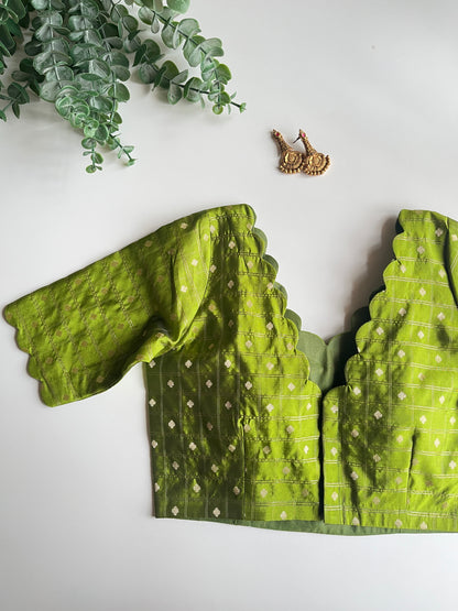 Olive Green Check Blouse