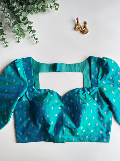 Peacock Blue Green Butta Blouse