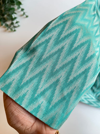 Blue Brocade Blouse