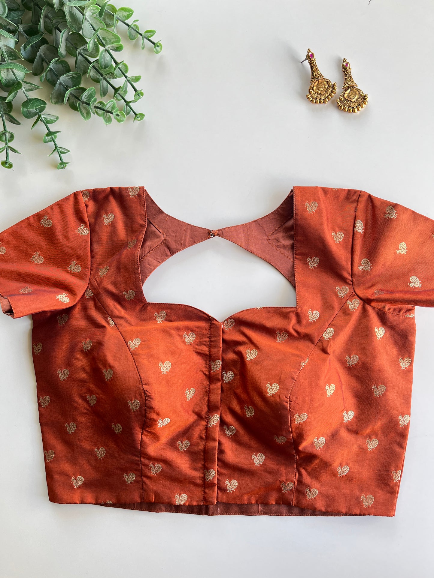 Rust Orange Peacock Blouse