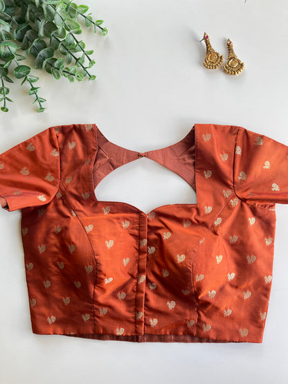 Rust Orange Peacock Blouse