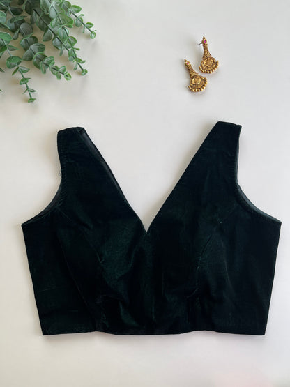 Dark Green Velvet Blouse