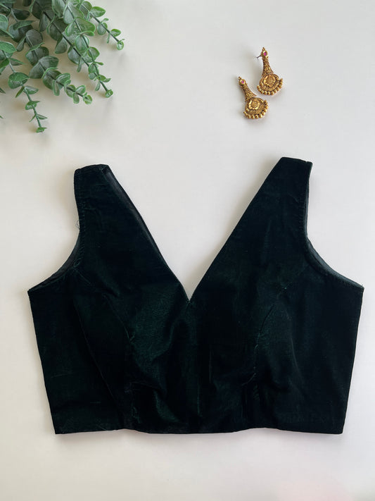 Dark Green Velvet Blouse