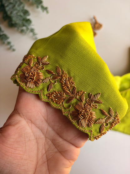 Parrot Green Handwork Blouse