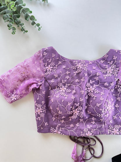 Lavender Floral Net Blouse