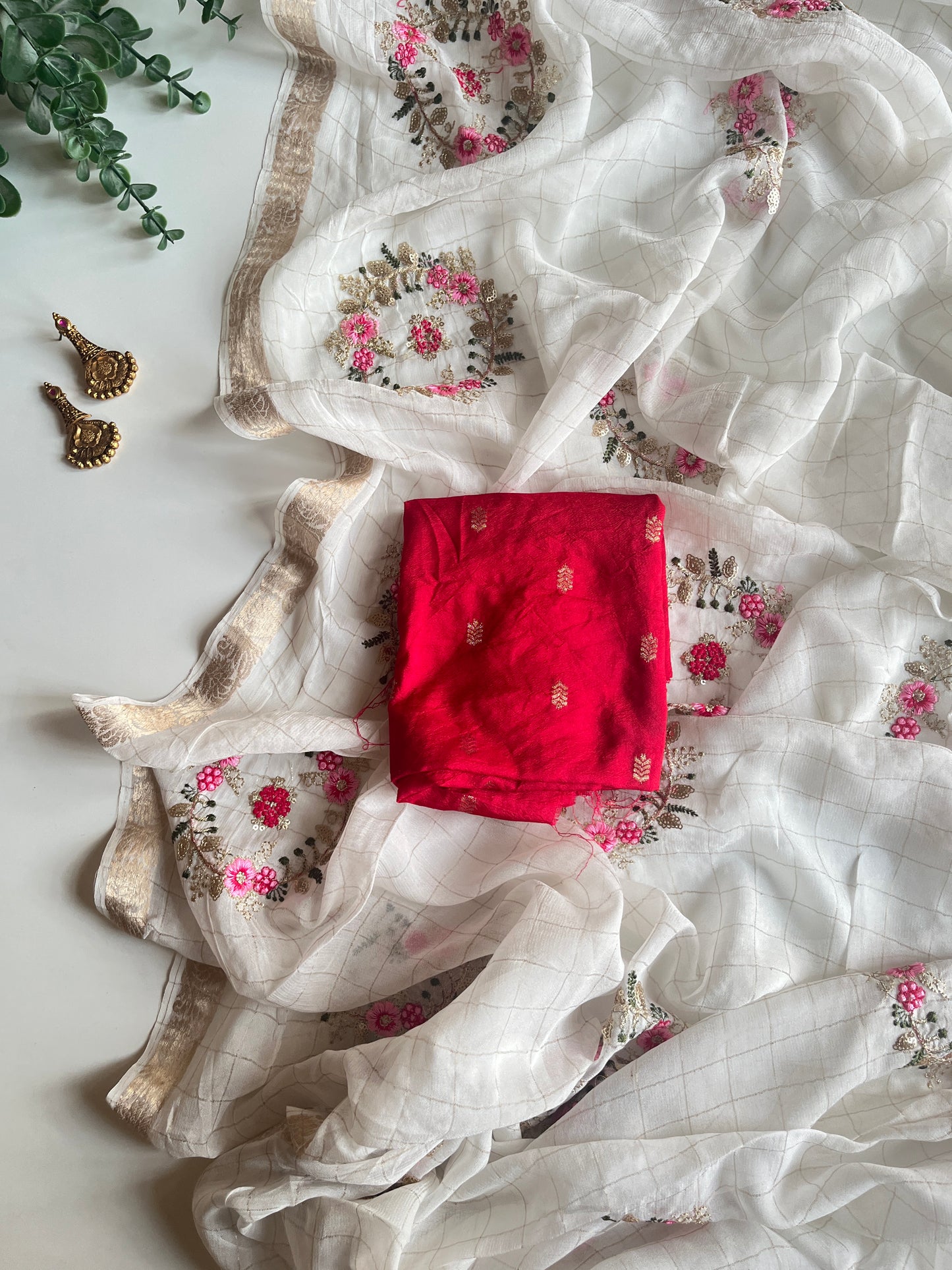 White Embroidered Saree