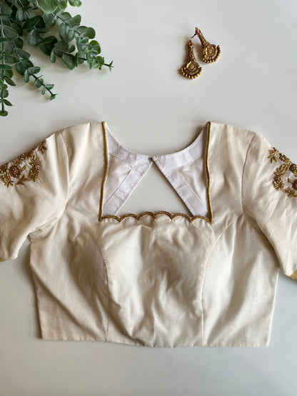 Off white Floral Handwork Blouse