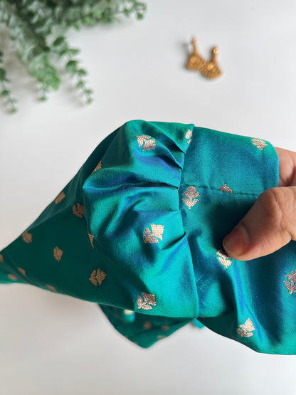 Peacock Blue Green Butta Blouse