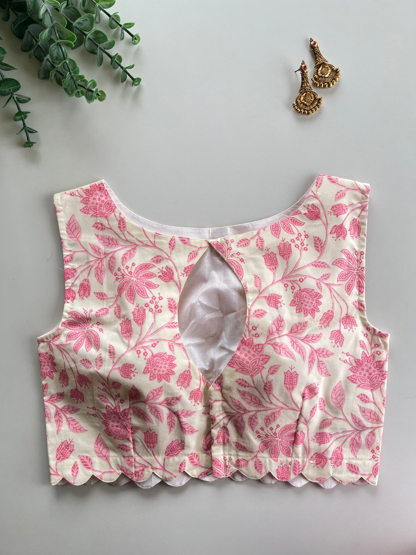 Pink Floral Cotton Blouse