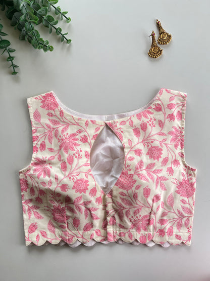 Pink Floral Cotton Blouse