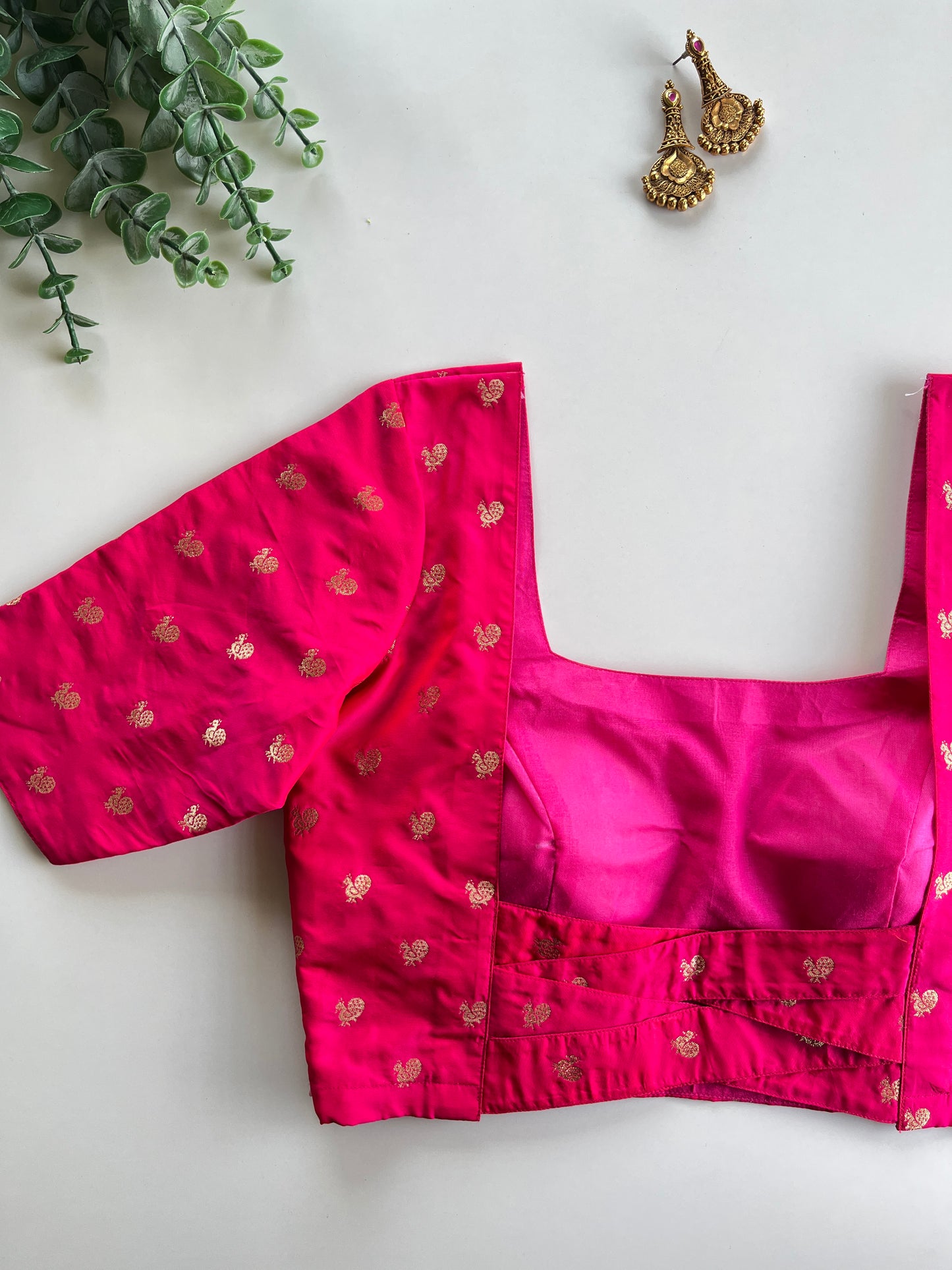 Pink Peacock Butta Blouse