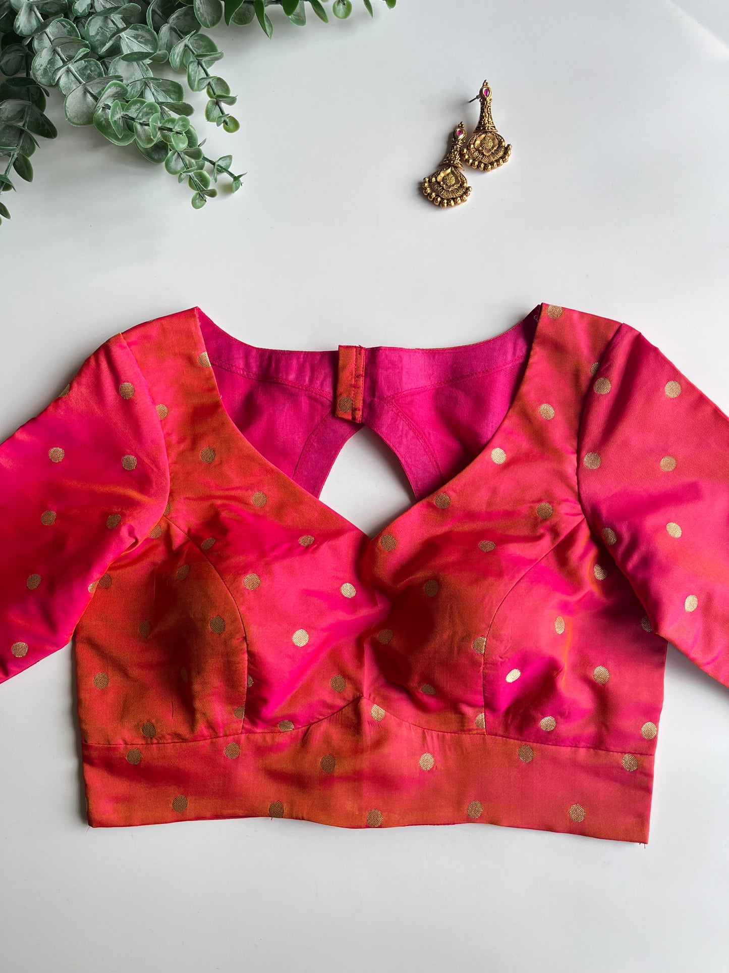 Peach Pink Polka Blouse
