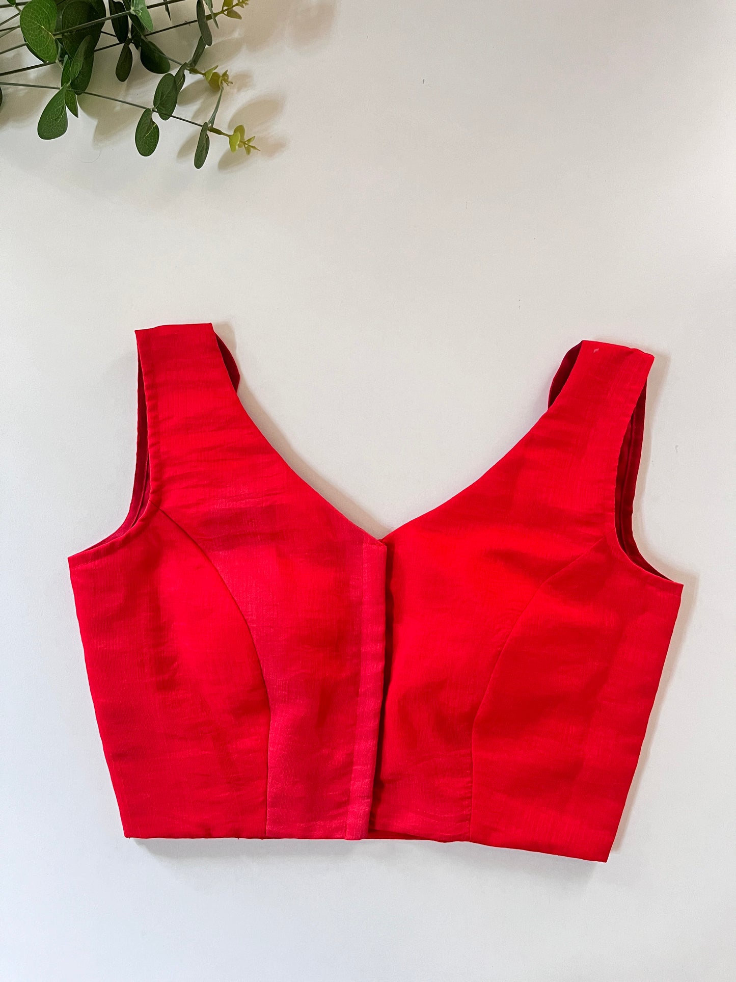 Bright Red Sleeveless Blouse
