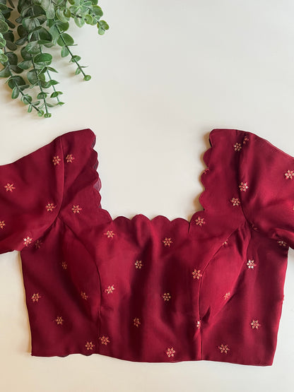 Maroon Scallop Blouse
