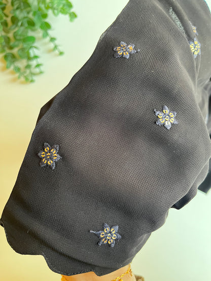 Black Scallop Blouse