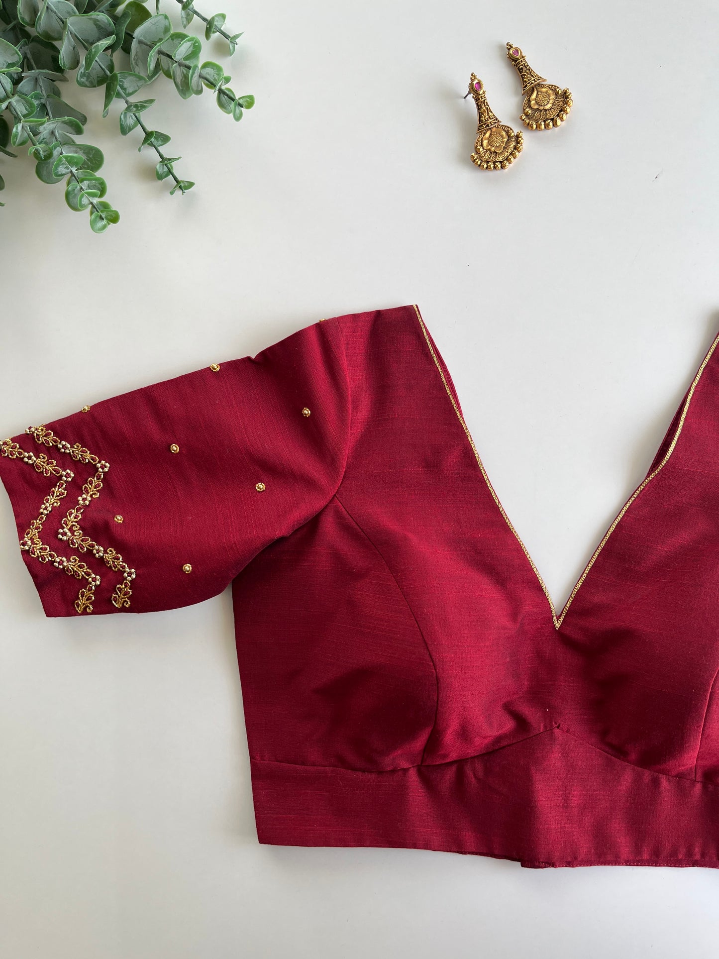 Maroon Minimal Handwork Blouse