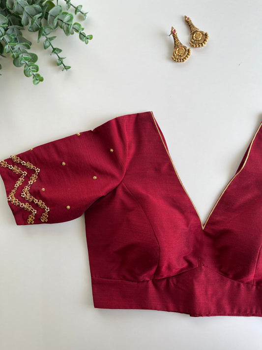 Maroon Minimal Handwork Blouse