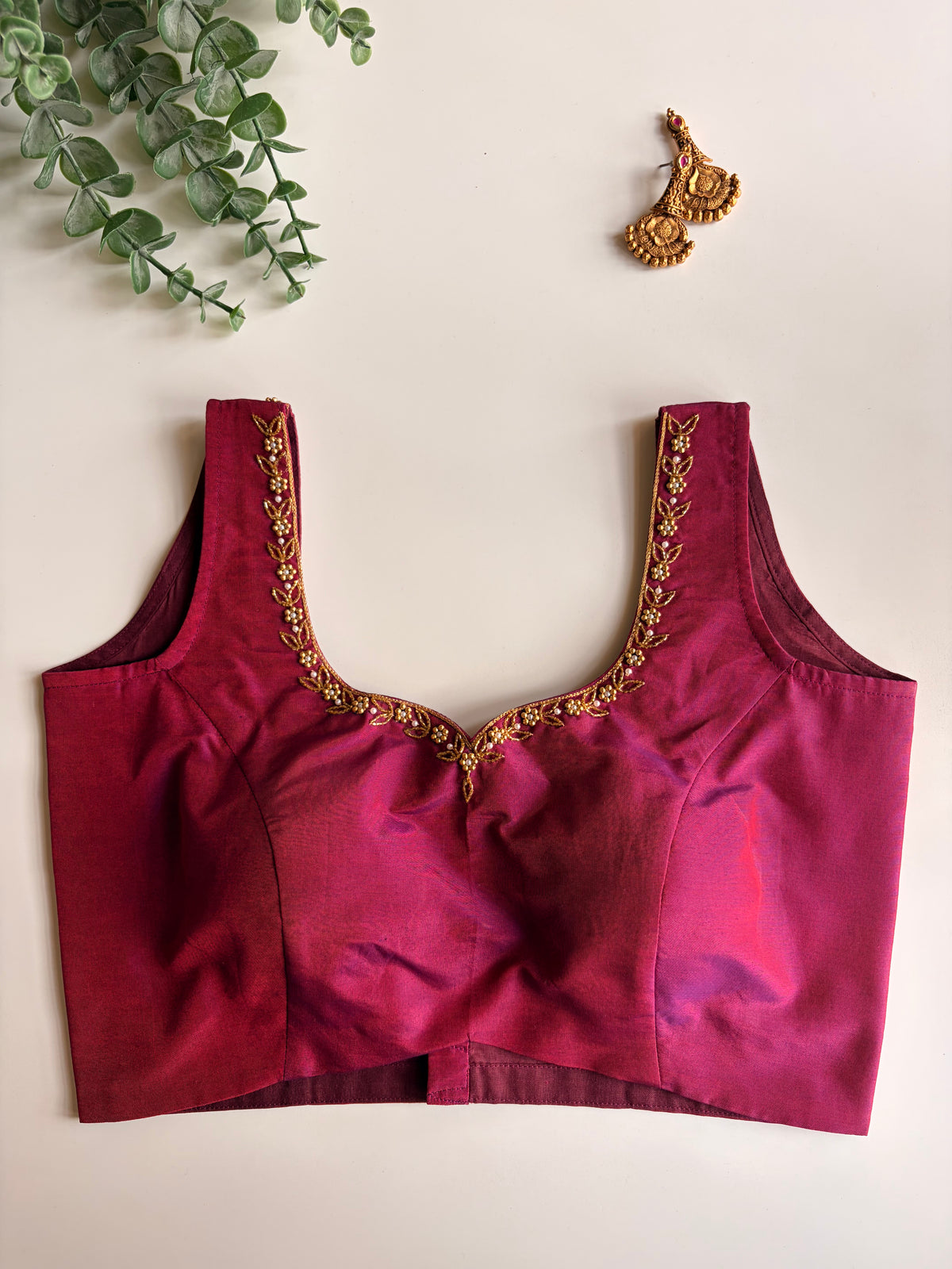 Purple Minimal Handwork Blouse