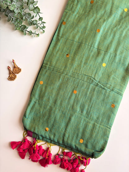 Green Mul Chumki Saree