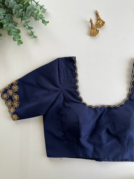 Navy Blue Handwork Blouse