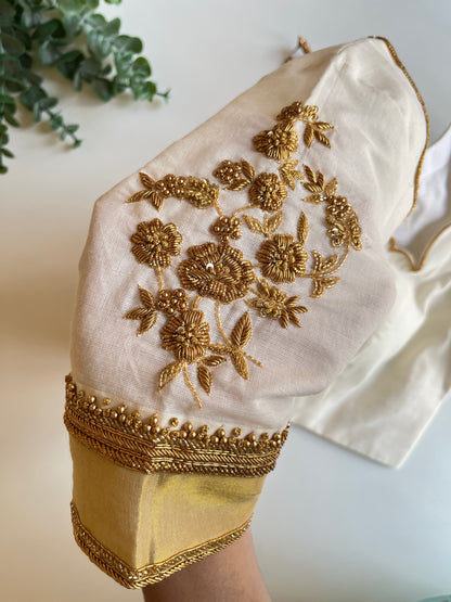 Off white Floral Handwork Blouse
