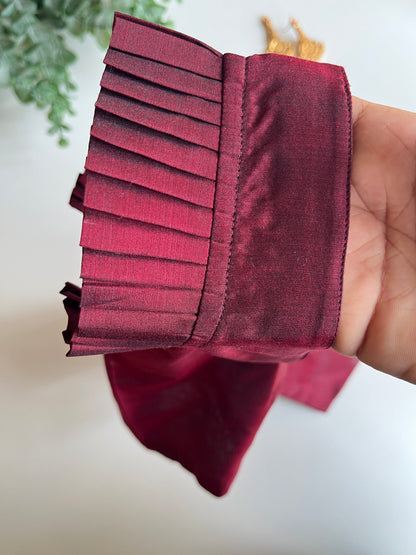 Maroon Pleated Sleeveless Blouse