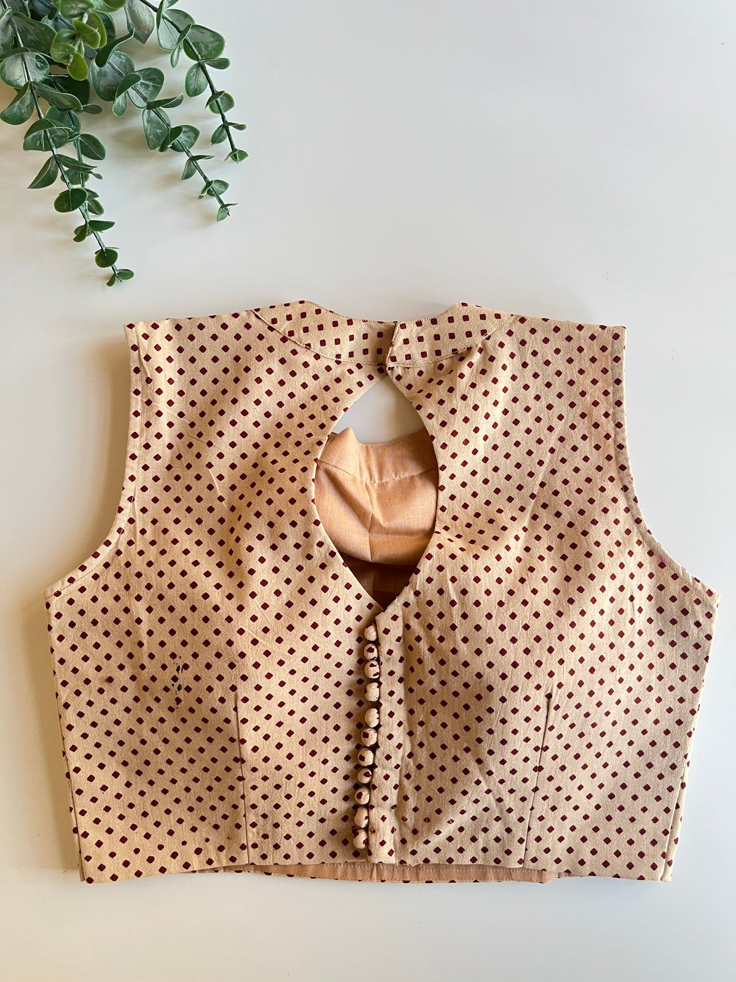 Beige & Maroon Polka Blouse