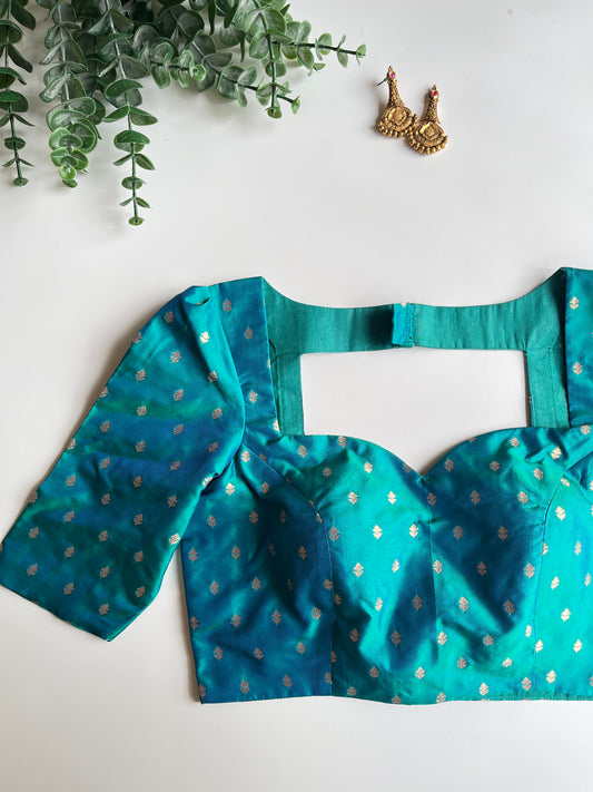 Peacock Blue Green Butta Blouse